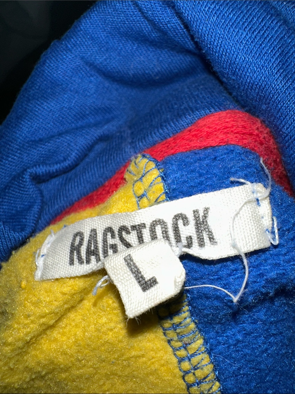 Men's Colorblock Hoodie Sweatshirt - Blue, Red, Yellow - Picture 6 of 6
